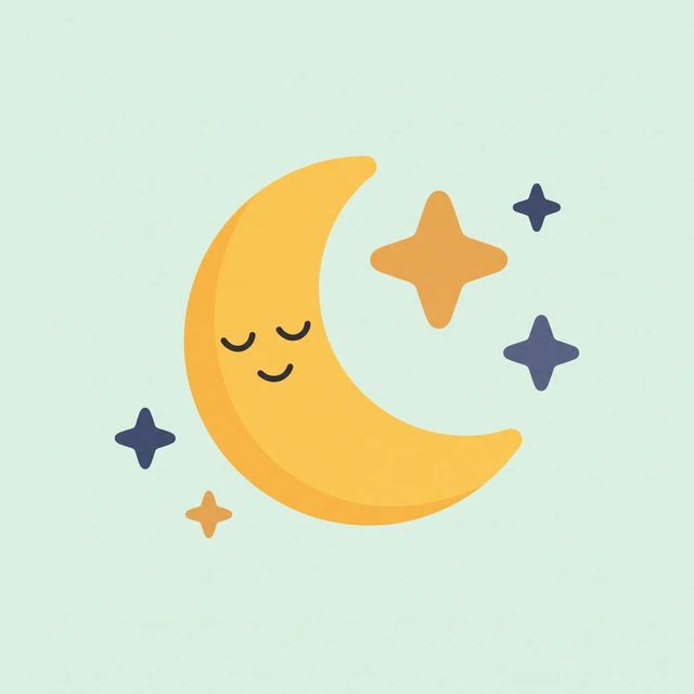 A smiling crescent moon among stars
