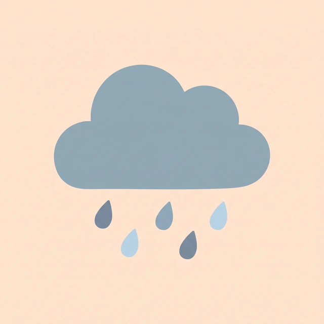A soft grey cloud with falling raindrops