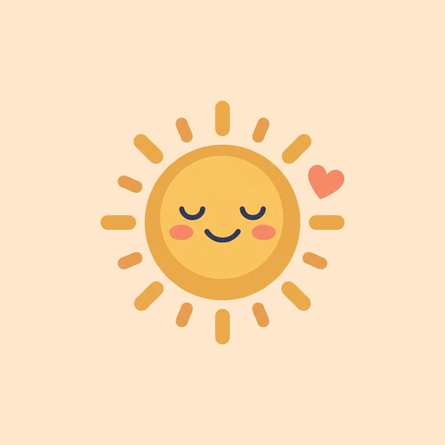 A smiling sun beside a small heart