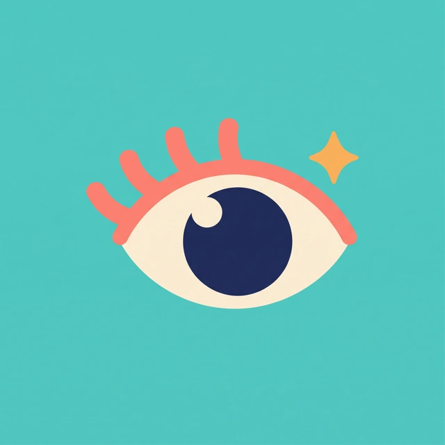 A friendly cartoon eye with long lashes
