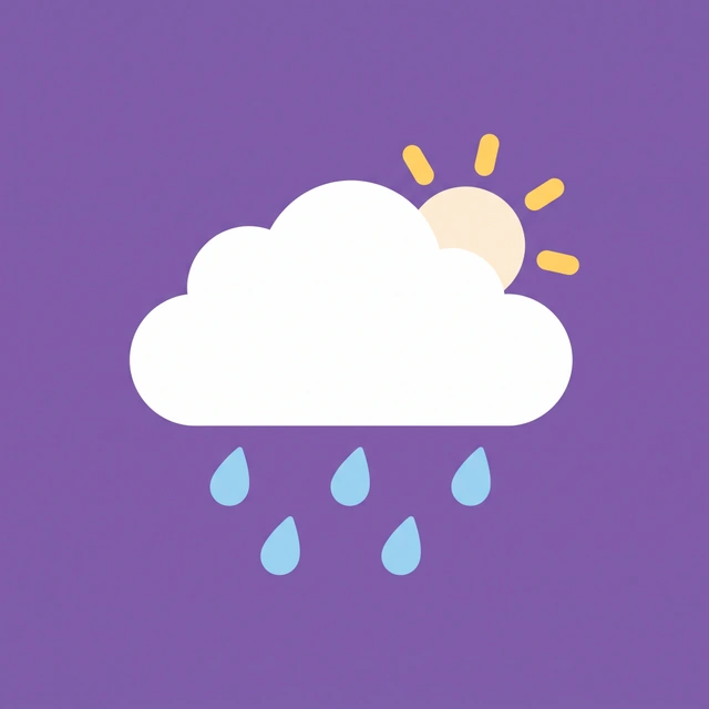 A rain cloud with a sun peeking behind it